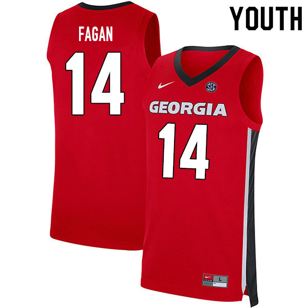 2020 Youth #14 Tye Fagan Georgia Bulldogs College Basketball Jerseys Sale-Red